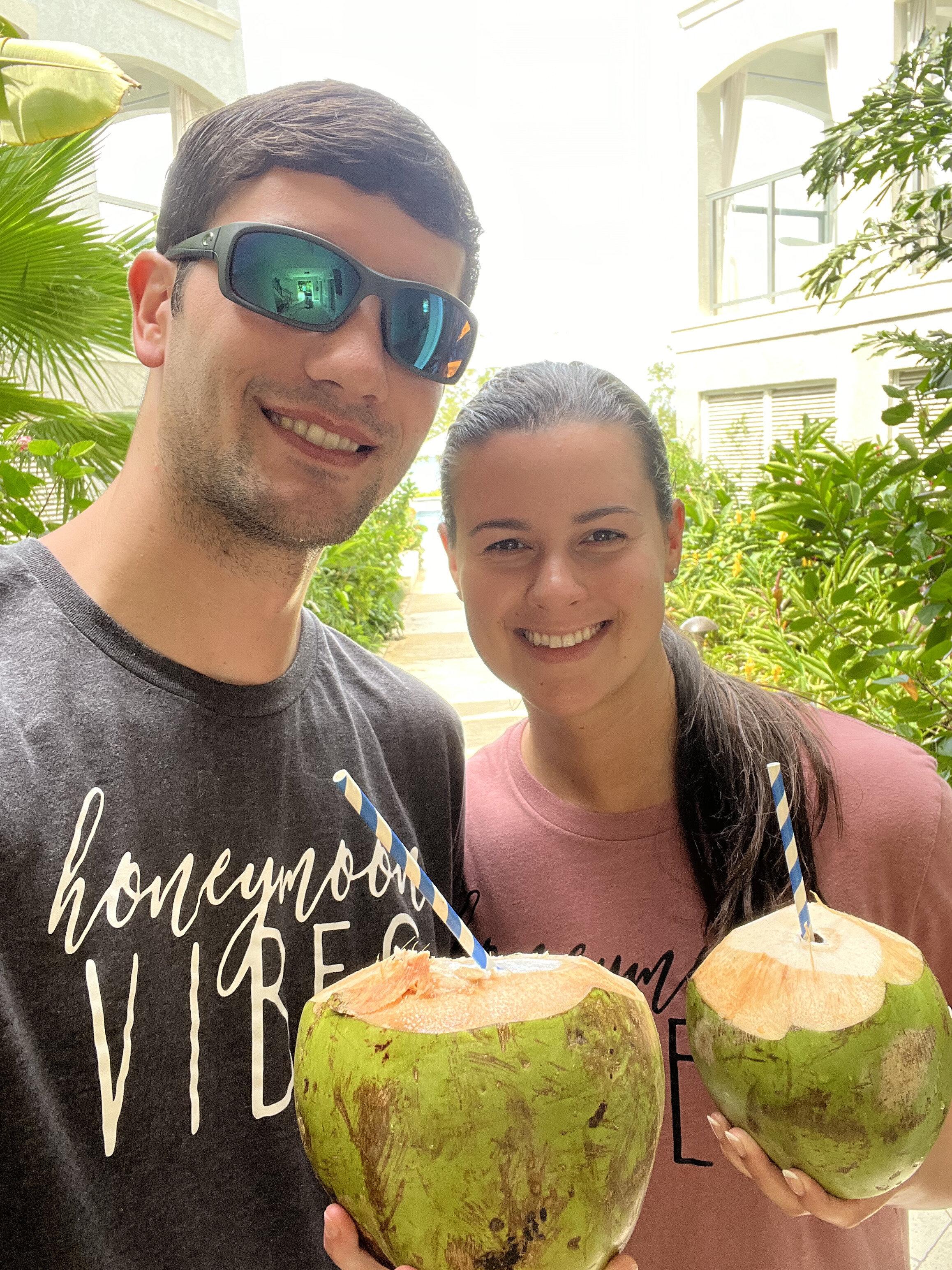 Coconut water on honeymoon in jamaica